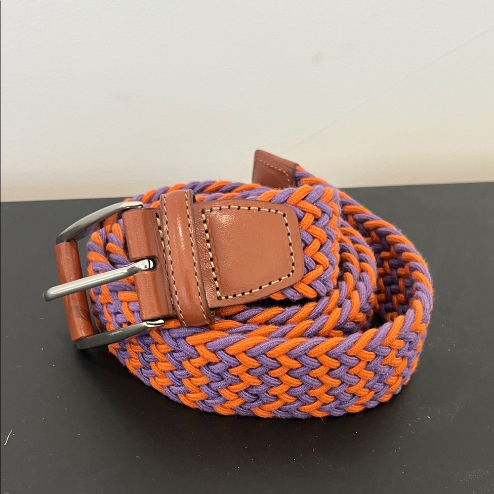Peter Millar Orange and Purple Braided Belt